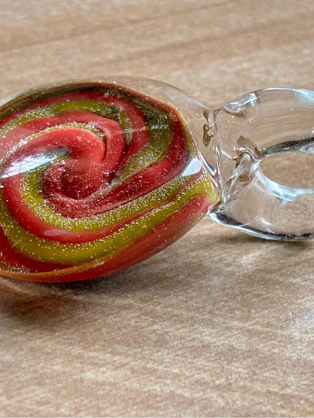Handcrafted Unisex Flame Worked Glass Spiral Pendant